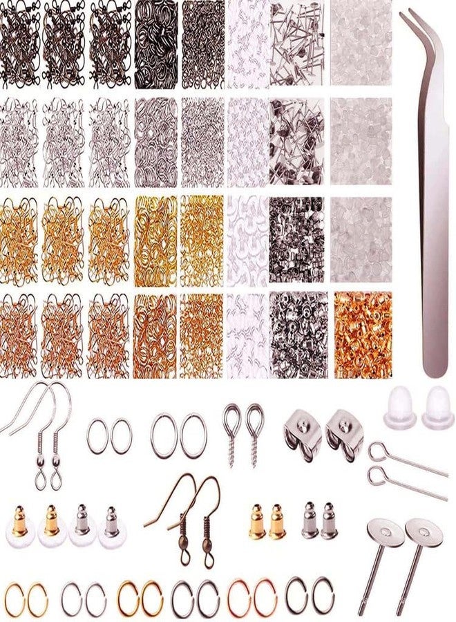 DIY Crafts 500 Grm, Dull Silver, Earring Making Kit Jewelry Makes Supplies with Earring Post Jump Rings Earring Back Tweezers Jump Ring Opener for Earring Jewelry DIY Maki (500 Grm, Dull Silver) - Image 1